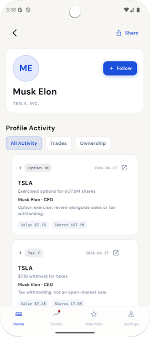 Whalex: Insider & 13F Tracker Screenshot 2