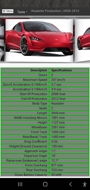 Cars Models In Depth Specs Log Screenshot 2