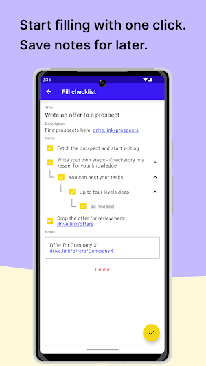 Checkstory for checklists Screenshot 3