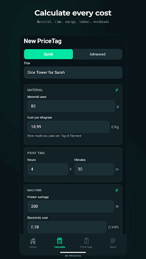 3D PriceTag: 3D Print Pricing Screenshot 0