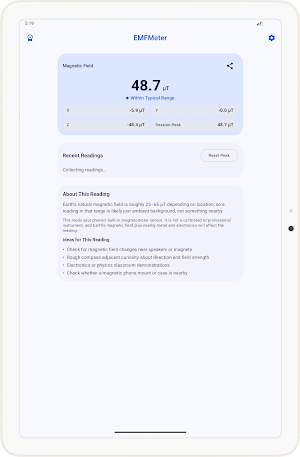 EMF Meter: Magnetometer Reader Screenshot 2