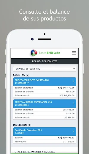 Móvil Banking Empresarial BHD León Screenshot 0