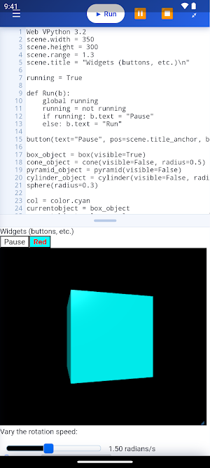 GlowScript-VPython LAB Screenshot 3