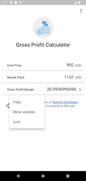 Gross Profit Calculator Screenshot 2