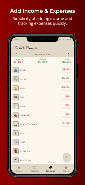 Pocket Planner Expense Tracker Screenshot 0