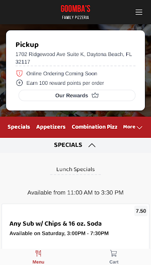 Goomba's & Family Pizzeria Screenshot 1