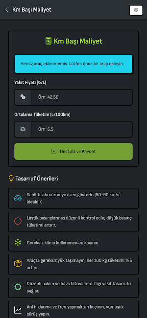 Yakıt Tasarruf Hesaplayıcı Screenshot 1