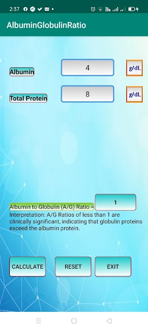 AlbuminGlobulinRatio Screenshot 2