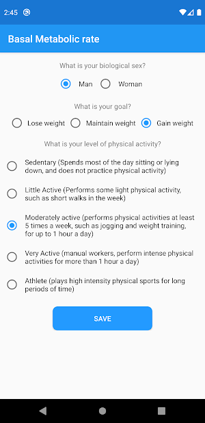 Basal Metabolic Rate Screenshot 1
