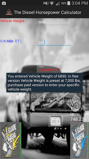 Diesel Horsepower Calculator Screenshot 2