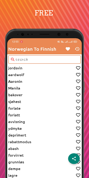Norwegian To Finnish Dictionar Screenshot 0