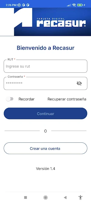 Tarjeta Recasur Screenshot 0