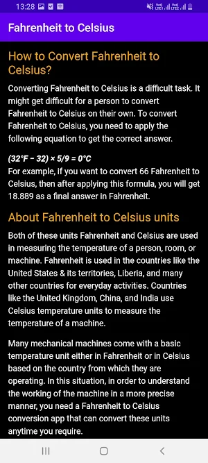 Fahrenheit to Celsius Screenshot 1