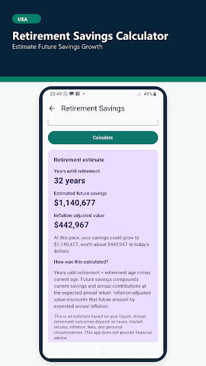 Retirement Calculator USA Screenshot 1