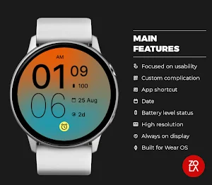 Simply Blue Orange Watch Face Screenshot 1