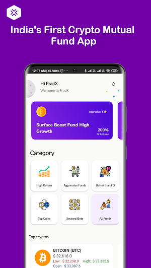 FradX - Bitcoin, Crypto Mutual Funds Screenshot 0