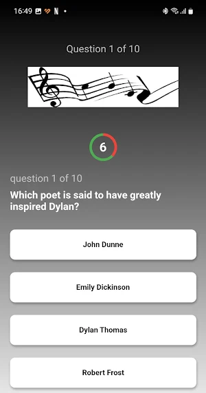 Bob Dylan Trivia Quiz Screenshot 2