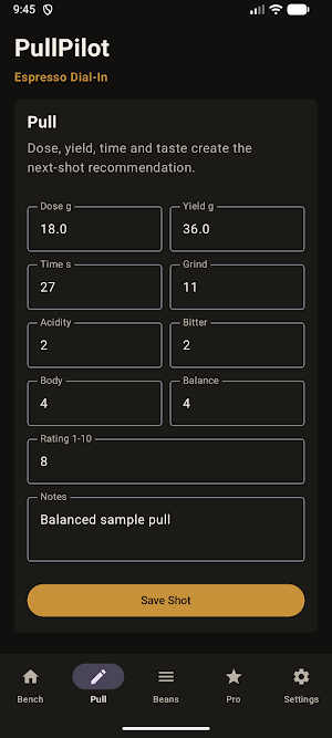 PullPilot: Espresso Dial-In Screenshot 2