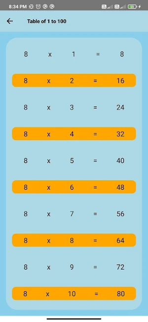 1 से 100 तक पहाड़े - Multiplic Screenshot 2