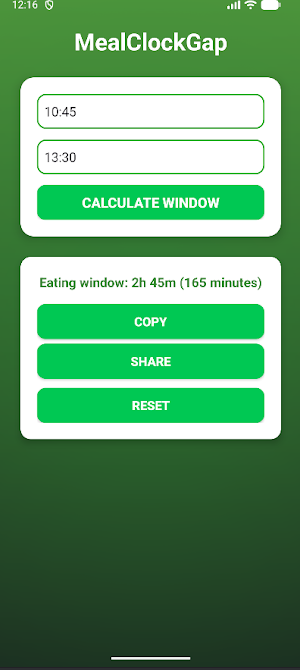 MealClockGap Screenshot 1