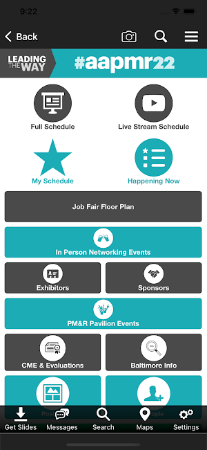 AAPM&R Events Screenshot 2