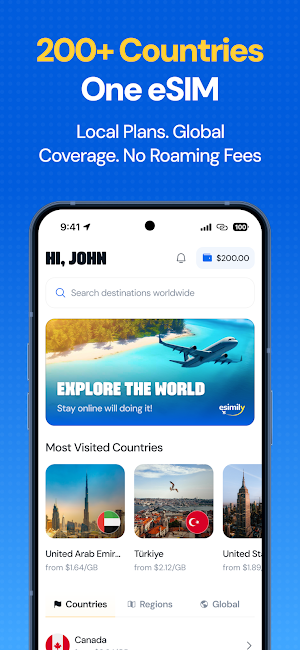 eSimily: eSIM Internet Travel Screenshot 1