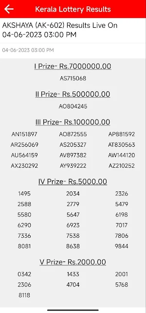 Kerala Lottery Results Screenshot 3