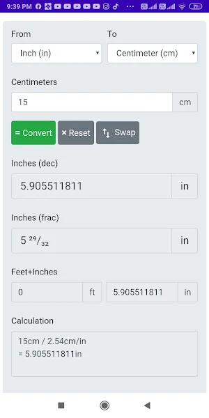 CmtoInches Convert Screenshot 1