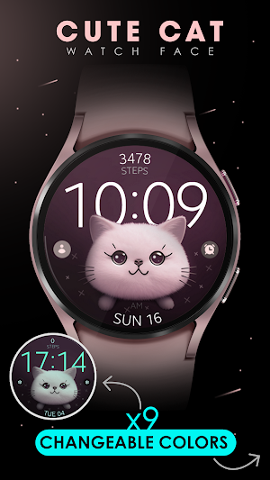 Cute Cat digital watch face Screenshot 2