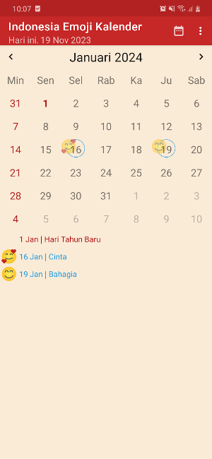 Indonesia Emoji Calendar Screenshot 0