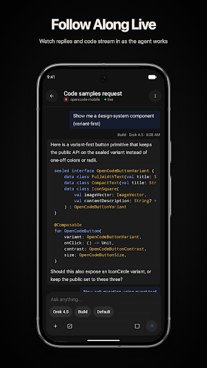 Unofficial OpenCode Client Screenshot 1