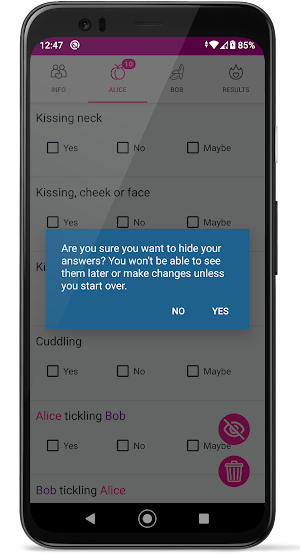 Yes/No/Maybe list for couples Screenshot 2