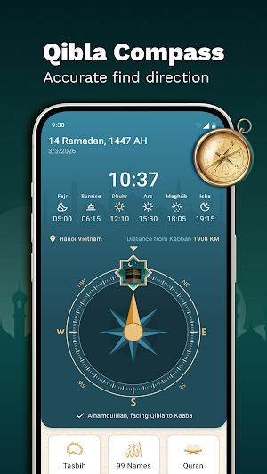 Qibla Finder: Quran, Pray Time Screenshot 1