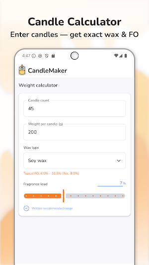 Candle Calculator – Wax & Cost Screenshot 0
