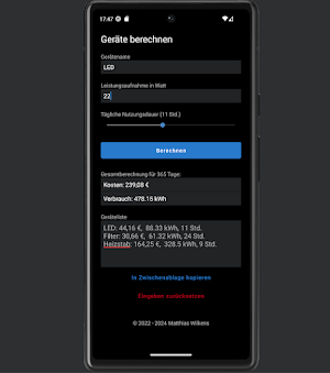 Stromkosten Rechner Screenshot 2