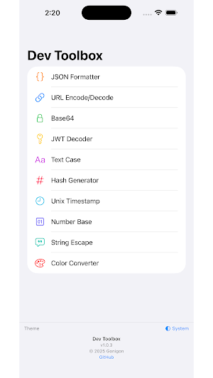Dev Tool box - Developer Tools Screenshot 0
