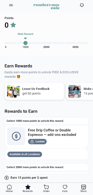 Rendezvous Cafe Rewards Screenshot 2