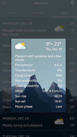 Hourly weather forecast Screenshot 2