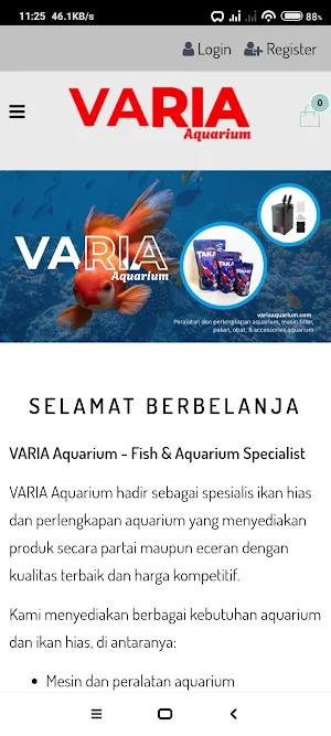 Varia Aq Online Store Screenshot 0