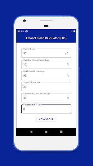 Ethanol Blend Calculator E85 Screenshot 0