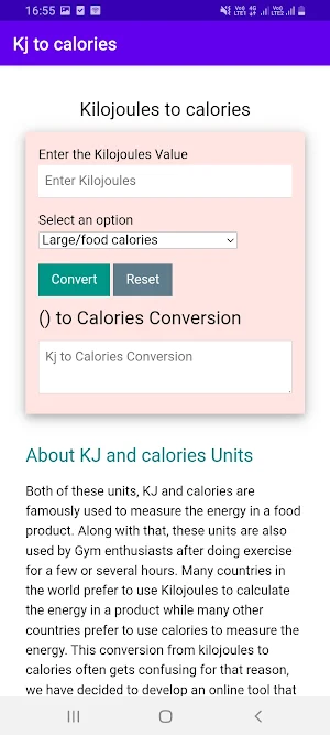KJ to Calories Screenshot 1