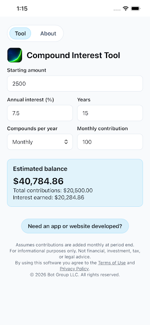 Compound Interest Tool Screenshot 2