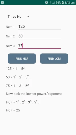 HCF and LCM calculator + Prime factorization calc Screenshot 1