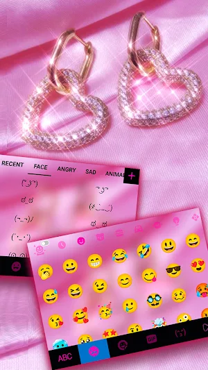 Pink Hearts Diamond Keyboard Background Screenshot 2