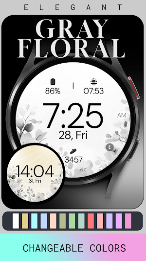 Gray Floral elegant watch face Screenshot 2