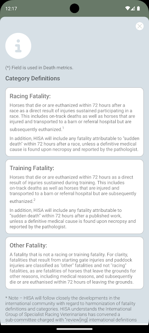 HISA RaceDay App Screenshot 1