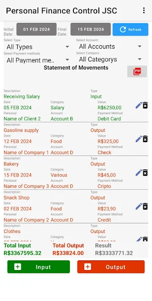 Personal Finance Control JSC Screenshot 2
