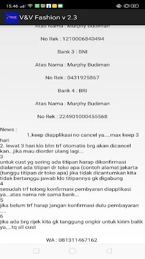V&V Fashion 1 Tanah Abang Screenshot 1