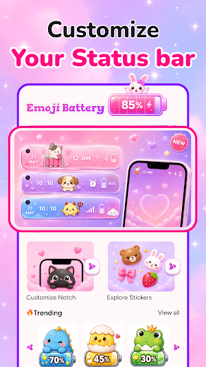 Emoji Battery Icon: Status Bar Screenshot 0
