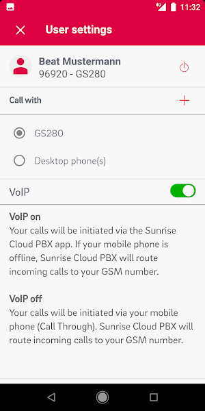 Sunrise Cloud PBX Screenshot 2